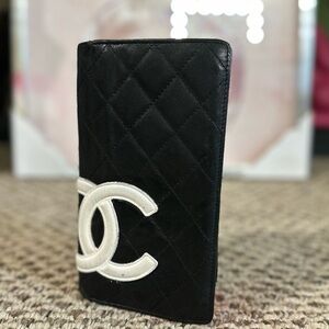 Chanel Combon Line Black Lambskin Long Bifold Wal… - image 1